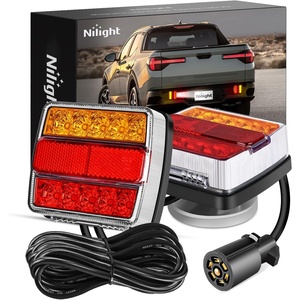 image:imageNilight Triple Tail Light 72LED 2PCS Stop Brake Turn Signals Reverse Back Up Running Lights with Iron Bracket Base IP67 Waterproof Fits Truck Trailer Camper Van RV CaravanMagnetic Trailer Lights 7 Pin