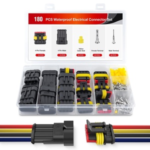 image:imageNilight 180PCS 10 Kits 4 Pin Waterproof Automotive Electrical Connector Kit Quick Connect and Disconnect Male Female Pin 2016AWG Terminal Wire Connectors for Car Truck Motorcycle Marine Boat4Pin Connector 200Pcs