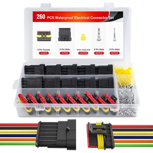 image:imageNilight 180PCS 10 Kits 4 Pin Waterproof Automotive Electrical Connector Kit Quick Connect and Disconnect Male Female Pin 2016AWG Terminal Wire Connectors for Car Truck Motorcycle Marine Boat6Pin Connector 200Pcs