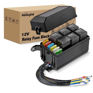 image:imageNilight 12V Fuse Relay Box 4 Relays 12 Slots ATCATO Blade Fuses Holder 4Pin Terminal 40A Relay 12Way 12AWG PreWired Block Kit Universal for Automotive Car Truck Camper BoatFuse and Relay Block PreWired