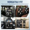 image:imageNilight Car Seat Back Organizer 2PCS Black PU Leather Universal  Cup Holder Tissue Box Removable Bucket Waterproof Multifunctional Storage Bag for Cars Vans SUVs MPVs Pickup TrucksBlack Leather wBucket2Pcs Long Size