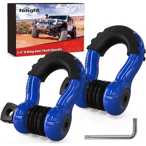 image:imageNilight 2 Pack 34 DRing Separate Shackle 45000 Lbs Break Strength  Includes 78 Lock Pin Isolators and Washers Off Road Recovery for Tow Strap Winch Truck Vehicle BlackBlue 34 wAntiTheft Shackle
