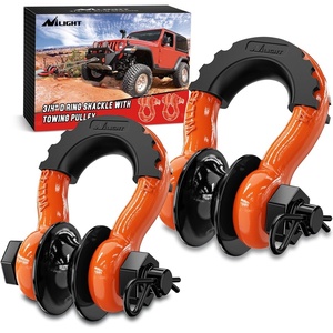 image:imageNilight 2 Pack 34 DRing Separate Shackle 45000 Lbs Break Strength  Includes 78 Lock Pin Isolators and Washers Off Road Recovery for Tow Strap Winch Truck Vehicle BlackOrange 34 wTowing Pulley 2 Pack