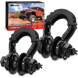 image:imageNilight 2 Pack 34 DRing Separate Shackle 45000 Lbs Break Strength  Includes 78 Lock Pin Isolators and Washers Off Road Recovery for Tow Strap Winch Truck Vehicle BlackBlack 34 wTowing Pulley 2 Pack
