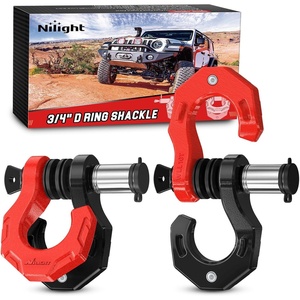 image:imageNilight 2 Pack 34 DRing Separate Shackle 45000 Lbs Break Strength  Includes 78 Lock Pin Isolators and Washers Off Road Recovery for Tow Strap Winch Truck Vehicle BlackBlack Red 34 wSeparate Shackle