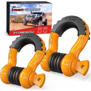 image:imageNilight 2 Pack 34 DRing Separate Shackle 45000 Lbs Break Strength  Includes 78 Lock Pin Isolators and Washers Off Road Recovery for Tow Strap Winch Truck Vehicle BlackCyber Orange 34 2 Pack