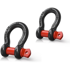 image:imageNilight 2 Pack 34 DRing Separate Shackle 45000 Lbs Break Strength  Includes 78 Lock Pin Isolators and Washers Off Road Recovery for Tow Strap Winch Truck Vehicle BlackBlack Red 12 2 Pack