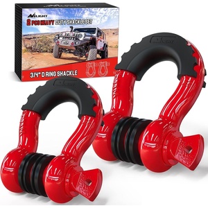 image:imageNilight 2 Pack 34 DRing Separate Shackle 45000 Lbs Break Strength  Includes 78 Lock Pin Isolators and Washers Off Road Recovery for Tow Strap Winch Truck Vehicle BlackRed
