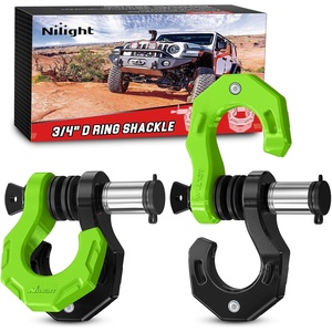 image:imageNilight 2 Pack 34 DRing Separate Shackle 45000 Lbs Break Strength  Includes 78 Lock Pin Isolators and Washers Off Road Recovery for Tow Strap Winch Truck Vehicle BlackBlack Green 34 wSeparate Shackle