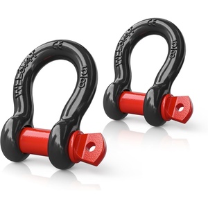 image:imageNilight 2 Pack 34 DRing Separate Shackle 45000 Lbs Break Strength  Includes 78 Lock Pin Isolators and Washers Off Road Recovery for Tow Strap Winch Truck Vehicle BlackBlack Red 58 2 Pack
