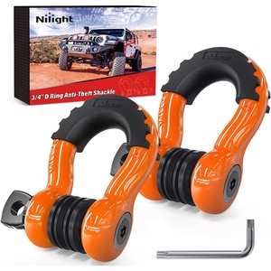 image:imageNilight 2 Pack 34 DRing Separate Shackle 45000 Lbs Break Strength  Includes 78 Lock Pin Isolators and Washers Off Road Recovery for Tow Strap Winch Truck Vehicle BlackOrange 34 wAntiTheft Shackle