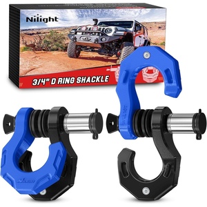 image:imageNilight 2 Pack 34 DRing Separate Shackle 45000 Lbs Break Strength  Includes 78 Lock Pin Isolators and Washers Off Road Recovery for Tow Strap Winch Truck Vehicle BlackBlack Blue 34 wSeparate Shackle