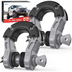 image:imageNilight 2 Pack 34 DRing Separate Shackle 45000 Lbs Break Strength  Includes 78 Lock Pin Isolators and Washers Off Road Recovery for Tow Strap Winch Truck Vehicle BlackSilver Gray31 Ton Mega