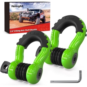 image:imageNilight 2 Pack 34 DRing Separate Shackle 45000 Lbs Break Strength  Includes 78 Lock Pin Isolators and Washers Off Road Recovery for Tow Strap Winch Truck Vehicle BlackGreen 34 wAntiTheft Shackle