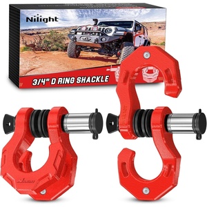 image:imageNilight 2 Pack 34 DRing Separate Shackle 45000 Lbs Break Strength  Includes 78 Lock Pin Isolators and Washers Off Road Recovery for Tow Strap Winch Truck Vehicle BlackRed 34 wSeparate Shackle