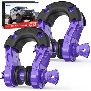image:imageNilight 2 Pack 34 DRing Separate Shackle 45000 Lbs Break Strength  Includes 78 Lock Pin Isolators and Washers Off Road Recovery for Tow Strap Winch Truck Vehicle BlackPurple31 Ton Mega
