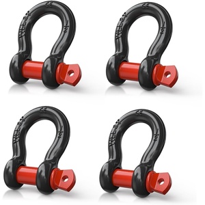 image:imageNilight 2 Pack 34 DRing Separate Shackle 45000 Lbs Break Strength  Includes 78 Lock Pin Isolators and Washers Off Road Recovery for Tow Strap Winch Truck Vehicle BlackBlack Red 12 4 Pack