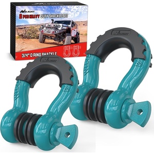 image:imageNilight 2 Pack 34 DRing Separate Shackle 45000 Lbs Break Strength  Includes 78 Lock Pin Isolators and Washers Off Road Recovery for Tow Strap Winch Truck Vehicle BlackTeal 34 2 Pack