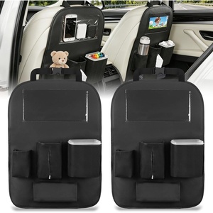 image:imageNilight Car Seat Back Organizer 2PCS Black PU Leather Universal  Cup Holder Tissue Box Removable Bucket Waterproof Multifunctional Storage Bag for Cars Vans SUVs MPVs Pickup TrucksBlack Leather wBucket2Pcs Long Size