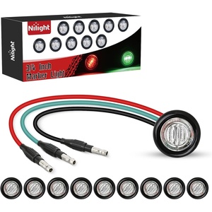 image:imageNilight 34 Round Marker Lights 10PCS White Side Bullet Clearance Light  304 Stainless Steel Bezel with IP68 Waterproof Hardwired Bright LEDs and 2 Wire Design for 12V Trailers Trucks Campers BoatsRed Green 10Pcs