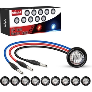 image:imageNilight 34 Round Marker Lights 10PCS White Side Bullet Clearance Light  304 Stainless Steel Bezel with IP68 Waterproof Hardwired Bright LEDs and 2 Wire Design for 12V Trailers Trucks Campers BoatsRed Blue 10Pcs
