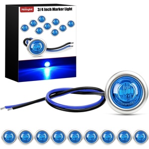 image:imageNilight 34 Round Marker Lights 10PCS White Side Bullet Clearance Light  304 Stainless Steel Bezel with IP68 Waterproof Hardwired Bright LEDs and 2 Wire Design for 12V Trailers Trucks Campers BoatsBlue 10Pcs 304 Bezel