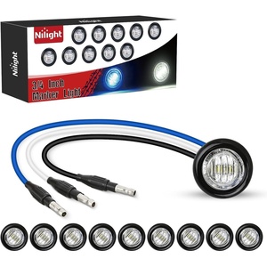 image:imageNilight 34 Round Marker Lights 10PCS White Side Bullet Clearance Light  304 Stainless Steel Bezel with IP68 Waterproof Hardwired Bright LEDs and 2 Wire Design for 12V Trailers Trucks Campers BoatsBlue White 10Pcs