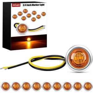 image:imageNilight 34 Round Marker Lights 10PCS White Side Bullet Clearance Light  304 Stainless Steel Bezel with IP68 Waterproof Hardwired Bright LEDs and 2 Wire Design for 12V Trailers Trucks Campers BoatsAmber 10Pcs 304 Bezel