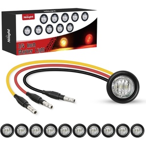 image:imageNilight 34 Round Marker Lights 10PCS White Side Bullet Clearance Light  304 Stainless Steel Bezel with IP68 Waterproof Hardwired Bright LEDs and 2 Wire Design for 12V Trailers Trucks Campers BoatsAmber Red 10Pcs
