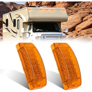 image:imageNilight Rectangle Side Marker Lights 2PCS Red 21 LED Surface Mount 12V  IP67 Waterproof Dual Function Running and Brake Lighting with Reflective Lens for Trailers Trucks RVs Campers Boats and Vans21LED Amber 2Pcs