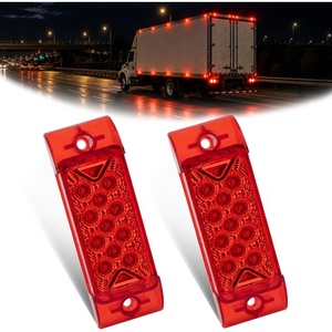 image:imageNilight Rectangle Side Marker Lights 2PCS Red 21 LED Surface Mount 12V  IP67 Waterproof Dual Function Running and Brake Lighting with Reflective Lens for Trailers Trucks RVs Campers Boats and Vans13LED Red 2Pcs