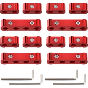 image:imageNilight 12PCS Spark Plug Wire Separator Divider Kit Red  Ignition Wire Holder Loom Organizer Clamp for 8mm 9mm 10mm Car Engine Wires Aluminum Alloy