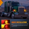 image:imageNilight Round Double Face Fender Pedestal Light 2PCS 38LED Clear Lens  Red Amber Stop Turn Tail Parking Marker Clearance IP67 Waterproof Three Stud Mount Fits Peterbilt Kenworth Freightliner