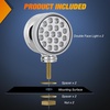 image:imageNilight Round Double Face Fender Pedestal Light 2PCS 38LED Clear Lens  Red Amber Stop Turn Tail Parking Marker Clearance IP67 Waterproof Three Stud Mount Fits Peterbilt Kenworth Freightliner
