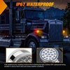 image:imageNilight Round Double Face Fender Pedestal Light 2PCS 38LED Clear Lens  Red Amber Stop Turn Tail Parking Marker Clearance IP67 Waterproof Three Stud Mount Fits Peterbilt Kenworth Freightliner