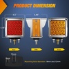 image:imageNilight Square Double Face Fender Pedestal Lights 2PCS 52LED Chrome Visor  Red Amber Stop Turn Tail Parking Marker Clearance IP67 Waterproof Three Stud Mount Fits Peterbilt Kenworth Freightliner