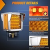 image:imageNilight Square Double Face Fender Pedestal Lights 2PCS 52LED Chrome Visor  Red Amber Stop Turn Tail Parking Marker Clearance IP67 Waterproof Three Stud Mount Fits Peterbilt Kenworth Freightliner