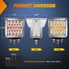 image:imageNilight Square Double Face Fender Pedestal Lights 2PCS 52LED Clear Lens  Chrome Visor Red Amber Stop Turn Tail Parking Marker Clearance IP67 Three Stud Mount Fits Peterbilt Kenworth FreightlinerRed Amber Clear Lens 2PCS 52LED