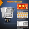 image:imageNilight Square Double Face Fender Pedestal Lights 2PCS 52LED Clear Lens  Chrome Visor Red Amber Stop Turn Tail Parking Marker Clearance IP67 Three Stud Mount Fits Peterbilt Kenworth FreightlinerRed Amber Clear Lens 2PCS 52LED