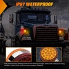 image:imageNilight Square Double Face Fender Pedestal Lights 2PCS 52LED Clear Lens  Chrome Visor Red Amber Stop Turn Tail Parking Marker Clearance IP67 Three Stud Mount Fits Peterbilt Kenworth FreightlinerRed Amber 2PCS 38LED