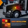 image:imageNilight Square Double Face Fender Pedestal Lights 2PCS 52LED Clear Lens  Chrome Visor Red Amber Stop Turn Tail Parking Marker Clearance IP67 Three Stud Mount Fits Peterbilt Kenworth FreightlinerRed Amber 2PCS 52LED