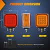 image:imageNilight Square Double Face Fender Pedestal Lights 2PCS 52LED Clear Lens  Chrome Visor Red Amber Stop Turn Tail Parking Marker Clearance IP67 Three Stud Mount Fits Peterbilt Kenworth FreightlinerRed Amber 2PCS 78LED