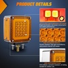 image:imageNilight Square Double Face Fender Pedestal Lights 2PCS 52LED Clear Lens  Chrome Visor Red Amber Stop Turn Tail Parking Marker Clearance IP67 Three Stud Mount Fits Peterbilt Kenworth FreightlinerRed Amber 2PCS 78LED
