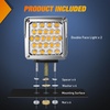 image:imageNilight Square Double Face Fender Pedestal Lights 2PCS 52LED Clear Lens  Chrome Visor Red Amber Stop Turn Tail Parking Marker Clearance IP67 Three Stud Mount Fits Peterbilt Kenworth FreightlinerRed Amber Clear Lens 2PCS 52LED
