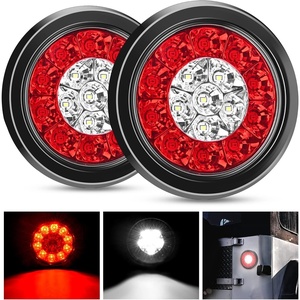 image:imageNilight LED Trailer Light Kit 4 Inch Round Tail Lights with Marker Light  Waterproof Brake Turn Reverse Tail and Marker Lighting with Flush Mount Design for 12V Trailers Trucks RVs Boats and CampersRed White 2Pcs