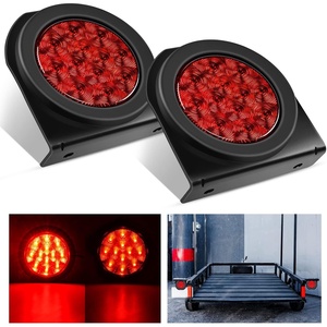 image:imageNilight LED Trailer Light Kit 4 Inch Round Tail Lights with Marker Light  Waterproof Brake Turn Reverse Tail and Marker Lighting with Flush Mount Design for 12V Trailers Trucks RVs Boats and CampersRed  Brackets 2Pcs