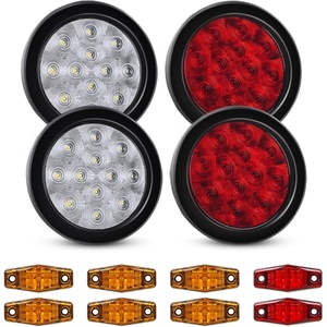 image:imageNilight LED Trailer Light Kit 4 Inch Round Tail Lights with Marker Light  Waterproof Brake Turn Reverse Tail and Marker Lighting with Flush Mount Design for 12V Trailers Trucks RVs Boats and CampersRed White Tail Lights 4pcs wMarker Lights