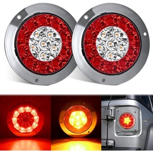 image:imageNilight LED Trailer Light Kit 4 Inch Round Tail Lights with Marker Light  Waterproof Brake Turn Reverse Tail and Marker Lighting with Flush Mount Design for 12V Trailers Trucks RVs Boats and CampersRed Amber screws 2Pcs 16Led