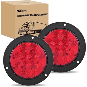 image:imageNilight LED Trailer Light Kit 4 Inch Round Tail Lights with Marker Light  Waterproof Brake Turn Reverse Tail and Marker Lighting with Flush Mount Design for 12V Trailers Trucks RVs Boats and CampersRed screws 2Pcs 12Led