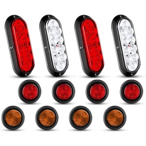 image:imageNilight LED Trailer Light Kit Oval Tail Lights amp Round Marker for Truck RV  Waterproof Flush Mount Kit with Plug Grommet Pigtail Hardwired Stop Turn Tail Clearance Lights for Trailer Truck RV